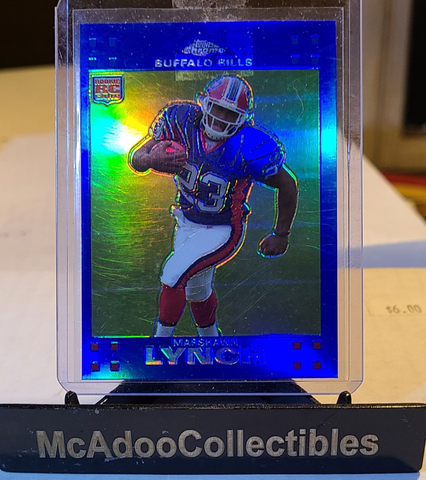 2007 Topps Chrome Marshawn Lynch Blue Refractor RC Bills TC182