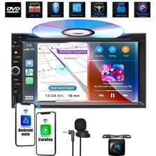 Double Din Radio CD/DVD Player 7" Bluetooth Touch Screen Car Stereo CarPlay GPS