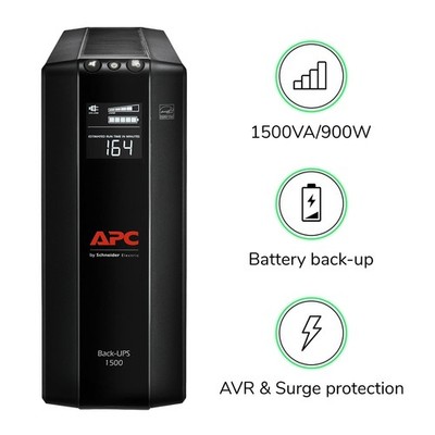 APC Back-UPS BX1500M 1500VA 900W Battery Backup AVR 10 Outlets