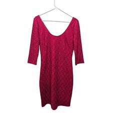 GUESS Bodycon Dress Size 8 Pink Textured Zip Back Fitted Party Club