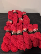 INTERMEZZO CHUNKY YARN - RED 100 PERCENT COTTON LOT OF 10