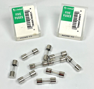 Littelfuse AGW-15, 15A 32V Fast Acting (Fast Blow) Fuse 1/4'' x 7/8'' ; 10 fuses