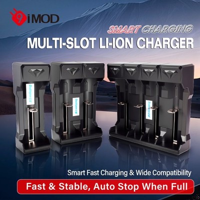 9IMOD Li-Ionen Akkus Ladegerät USB SMT 1/2/4 Slot  für 21700 26650 14500 Akkus