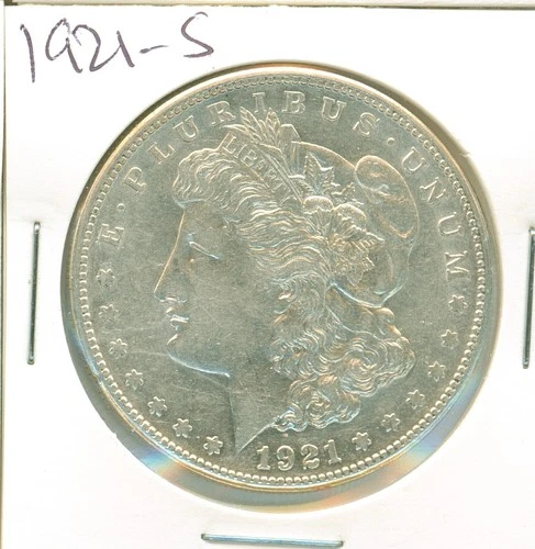AU 1921-S raw Morgan silver dollar - nice appeal.