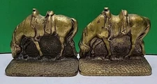 Vintage Solid Brass/Bronze  Horse Doorstops - 5" x 5" x 2"