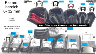 Kantenschutzprofil Kantenschutz Keder Profil Klemmprofil Gummi für Blech PVC -32