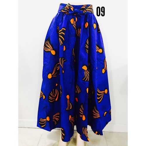 Women's Printed African Maxi Skirt WITH POCKETS One Size + HEAD WRAP - Picture 12 of 46