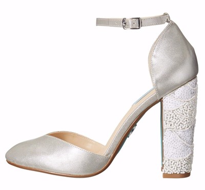 NEW BLUE BY BETSEY JOHNSON Sz8US SYBIL BEADED HEEL SANDAL
