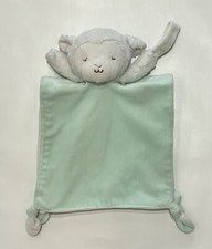 Carters White Lamb Lovey Mint Green Security Blanket Rattle Pacifier Holder