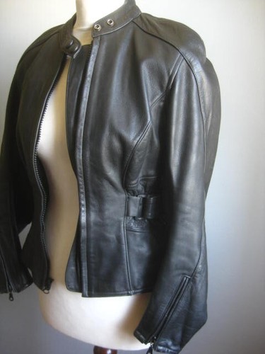 BELSTAFF LEATHER BIKER RACER JACKET 10 8 womens motorcycle black short fitted - Picture 2 of 23