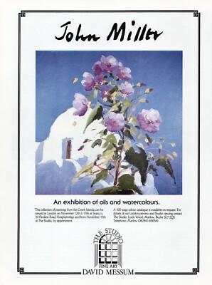 JOHN MILLER Art Gallery Exhibit ~ VINTAGE PRINT AD ~ 1986