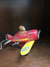 Marx Tin Windup Number 12 Red and Yellow Plane Toy