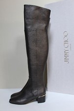 New sz 8.5 / 38.5 Jimmy Choo Harmony Metallic Brown Over the Knee Heel Boot Shoe