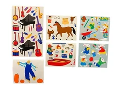 1995 Vintage Mrs Grossmans Sticker Set Bear Fishing Rabbit Gardening Instruments