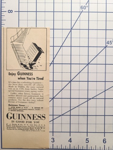 Guiness Stout Brew Dublin Tired Worker Good For You Vintage Print Ad 1940 - Imagen 2 de 4