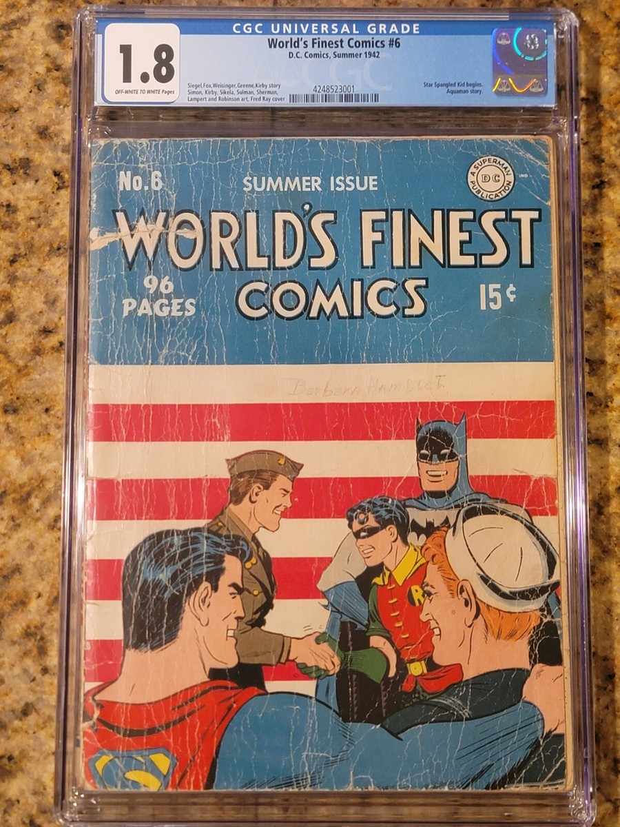 1942 D.C. Comics World's Finest Comics 6 CGC 1.8. Batman Superman