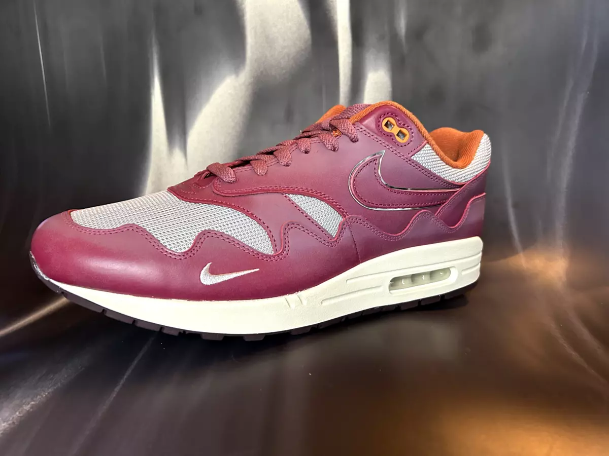 Air Max 1 / Patta Metallic Silver/Rush Maroon