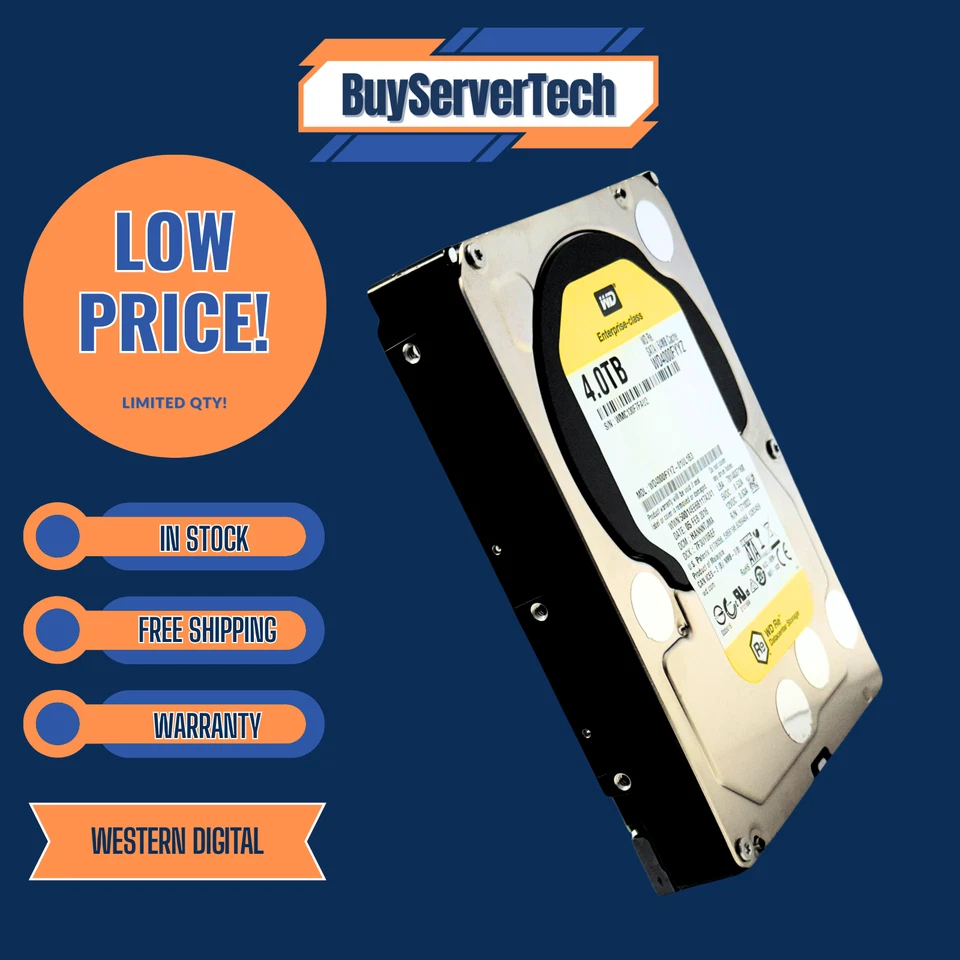 WD4000FYYZ Western Digital RE 4TB 7.2k 64MB 3.5" SATA 6Gb/s HDD | 0 Hours | 1 Y - Image 2 of 4