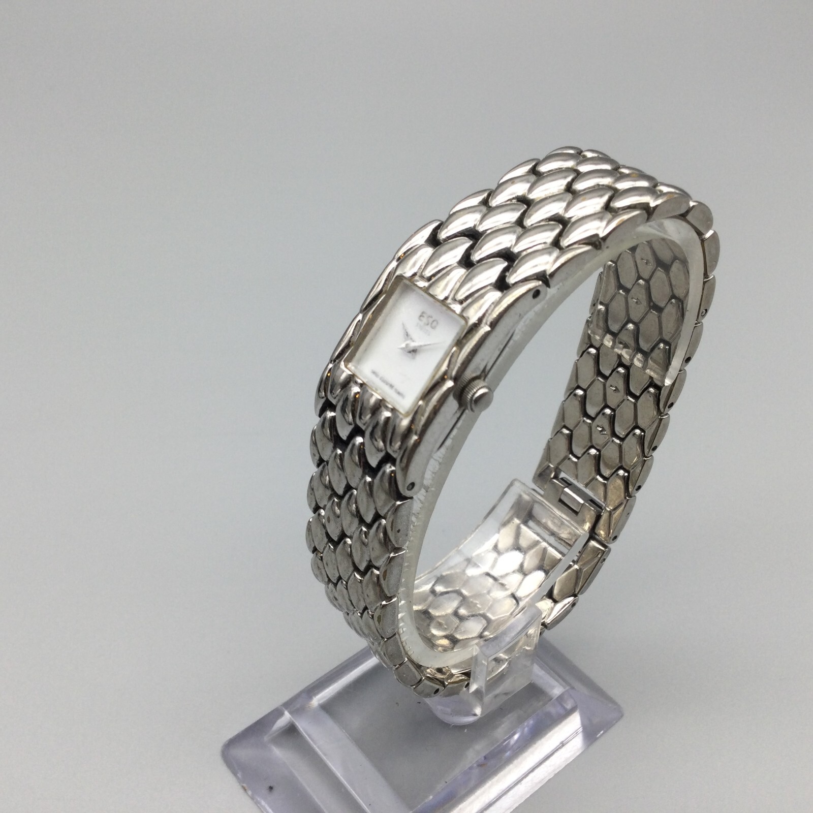 ESQ Swiss Esquire Watch Women Silver Tone Square Dial MOP New Battery 7