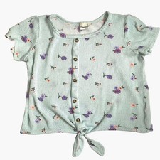 Mudd Blue Floral Waffle Knit Shirt Size Large...