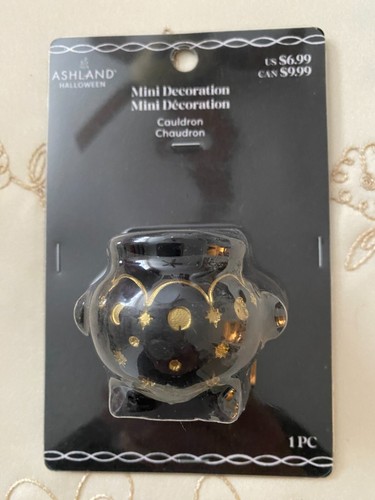 ASHLAND HALLOWEEN MINIATURES BLACK GOLD CAULDRON MOON & STARS ~ NEW IN PKG - Picture 5 of 7