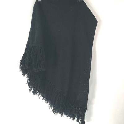 Womens One Shoulder Casual Fringe Black Wrap Scarf Shawl
