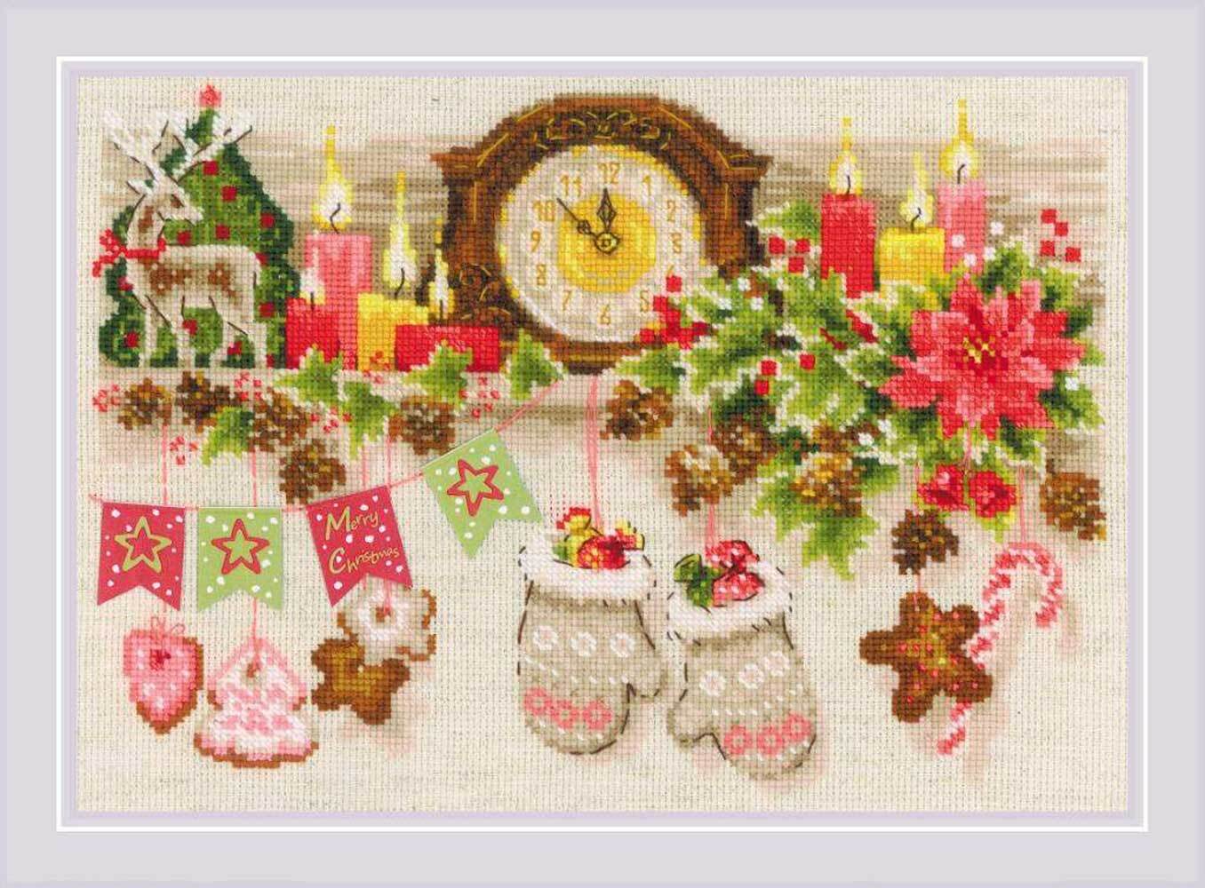 Riolis counted cross stitch Kit Christmas Shelf 30x21cm, DIY