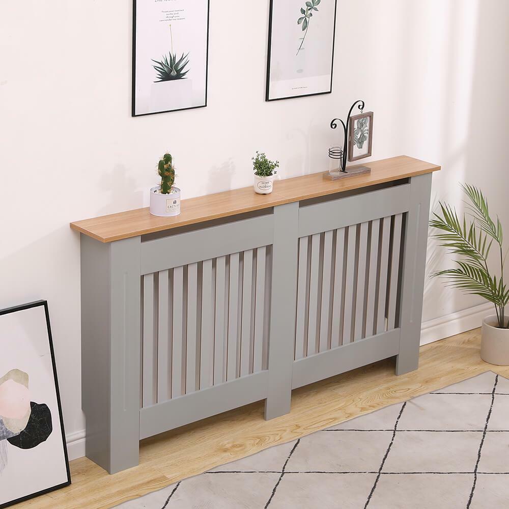 Large Grey Oak Top Radiator Cover Wooden Wall Cabinet Shelf Slatted Grill  York | eBay