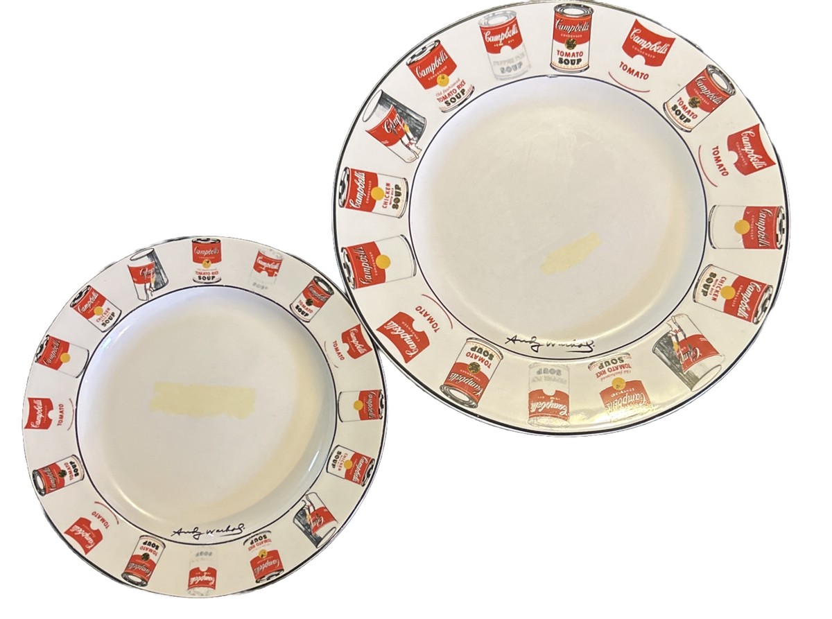 Vintage Andy Warhol Campbell Tomato Soup block Can Art Dinner