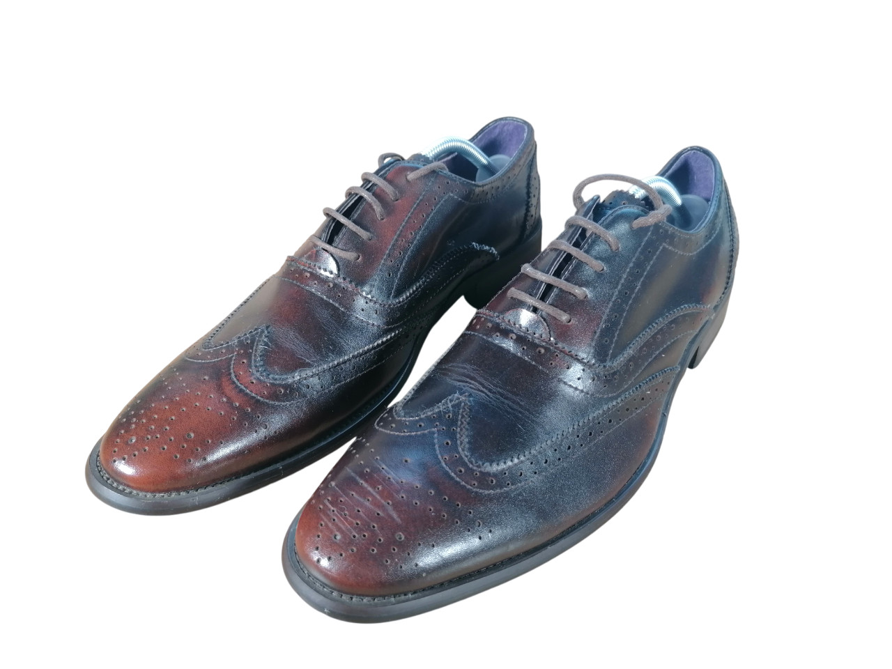 Lambretta Brogues Ala Talla UK 11 Eu 46 Guinda Marrón Zapatos de Cuero Hombre