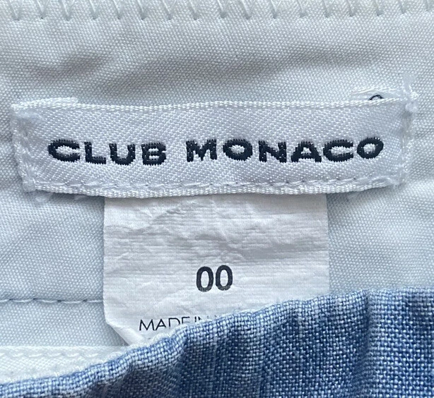 Club Monaco Light Blue Cotton Chino Chambray Mini Preppy Casual Shorts Size 00 - Image 4 of 4