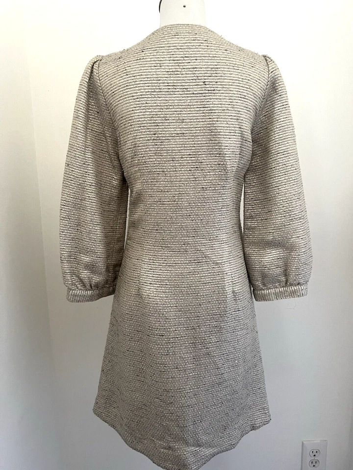 Vestido para mujer Loeffler Randall talla 4 mezcla de lino metálico fiesta ocasión especial Foto 4 de 4