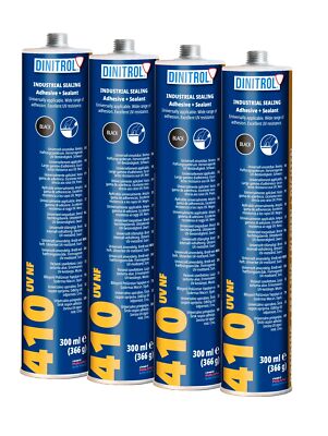 4 x DINITROL 410NF BLACK BODY KIT SPOILER FIXING ADHESIVE GLUE CAR BODY REPAIR