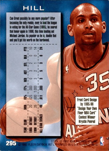 1996-97 GRANT HILL FLEER ALL-STAR RETRO CARD! - Picture 2 of 2