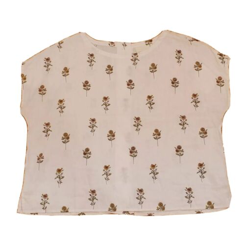 Cynthia Rowley Damenoberteil Größe Large Leinen Blumenmuster hellrosa Knopfleiste hinten neu mit Etikett