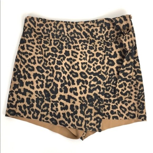 Zara Leopard Women's Animal Print Skort Shorts Side Zip Size Small NWT |  eBay