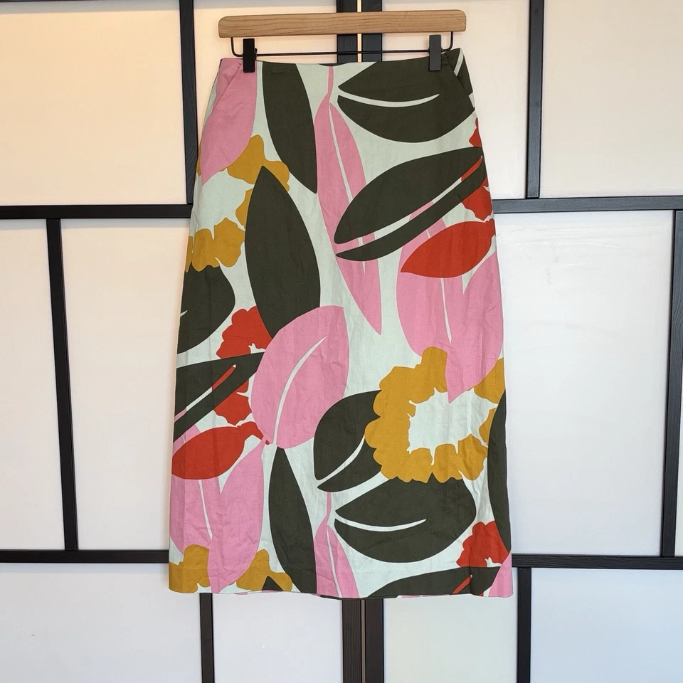 BODEN Falda Midi Estampado Abstracto Británico Preppy Bolsillos Mujer’s 4R Oficina Carrera Foto 2 de 4