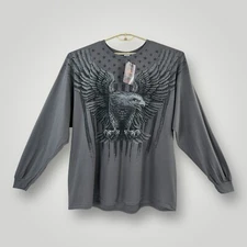 NEW Hot Leathers Motorcycle Long Sleeve T Shirt Mens 3XL Gray Biker Ragz 2 Sided