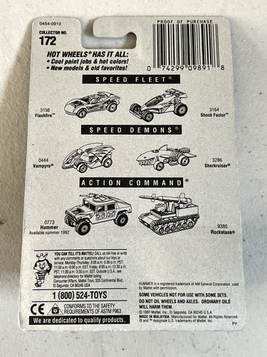 1991 Hot Wheels Blue Card Mazda MX-5 Miata Maroon W/ 7SP #172 a2 - Picture 2 of 2