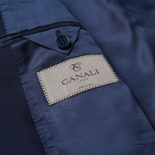 CANALI 1934 Navy Blue Flannel Wool 1 Button Shawl Collar Formal Suit EU 50 US 40 - Picture 8 of 10