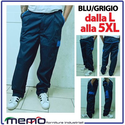 PANTALONE da lavoro Uomo Multitasche 4 Stagioni estivi Cargo Blu leggeri  tasche | eBay