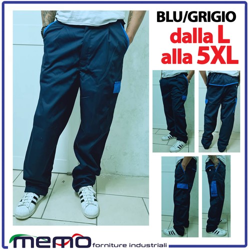PANTALONE da lavoro Uomo Multitasche 4 Stagioni estivi Cargo Blu leggeri  tasche | eBay