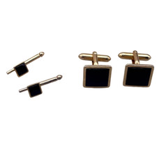 Vintage Swank Cufflinks and Formal Shirt Studs Set Gold Tone