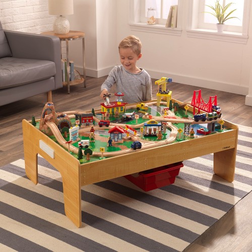 Wooden Train Set and Table Kids Wooden 