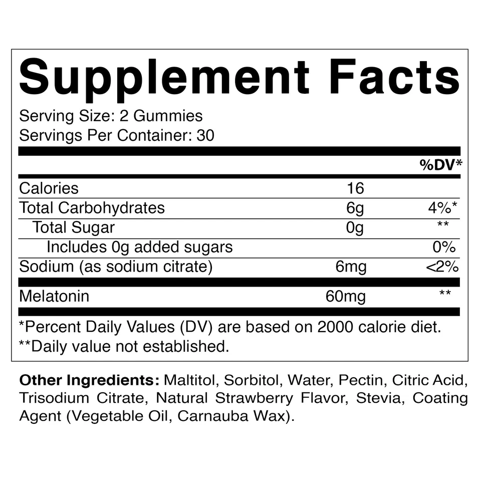 Vitamatic Melatonina sin azúcar 30 mg por gomita - 60 porciones - 60 gominosos vegetarianos Foto 3 de 4