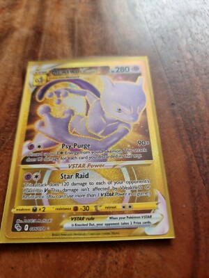 Pokemon Go Mewtwo Vstar 086/078 Gold Effect Secret Rare Textured