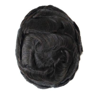 Toupee Mens Lace Front Human Hair Replecement System Hairpiece Bleach Knots