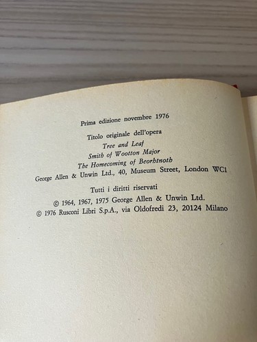"LE MIE COLLEZIONI PERSONALI” ALBERO E FOGLIA Tolkien Rusconi 1976 Prima Ediz. - Foto 6 di 7