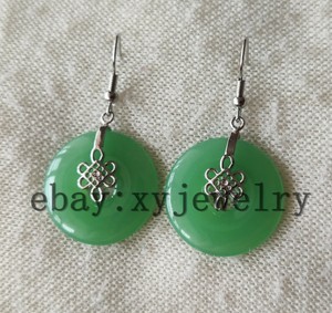 Pretty 25mm Bebe Verde Jade Colgantes Pendientes Ebay