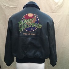 PLANET HOLLYWOOD Leather Jacket Sz L  New/Vintage  